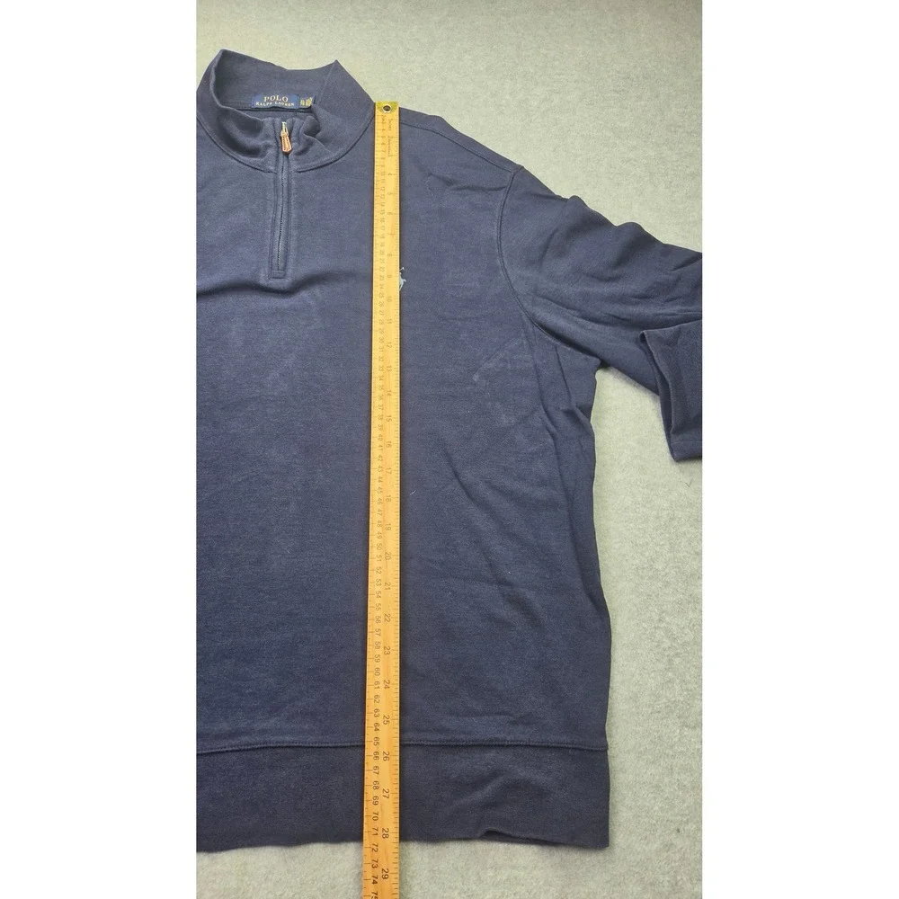 Polo Ralph Lauren Quarter 1/4 Zip Men XL‎ Navy Blue Classic Pullover Sweater